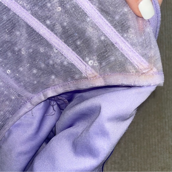 WORN ONCE Lilac long purple sequin and pearl dress - Picture 7 of 8